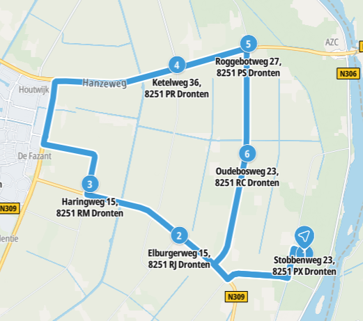 overzicht route